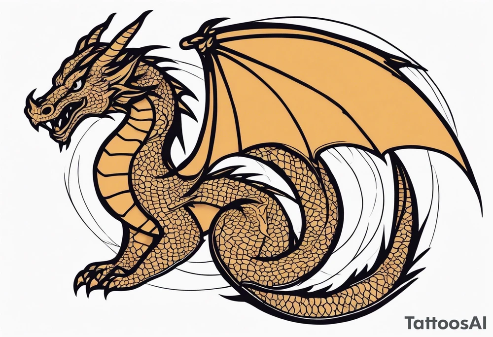 Dragon in color minimalism tattoo idea