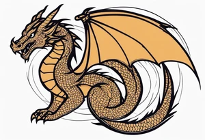 Dragon in color minimalism tattoo idea