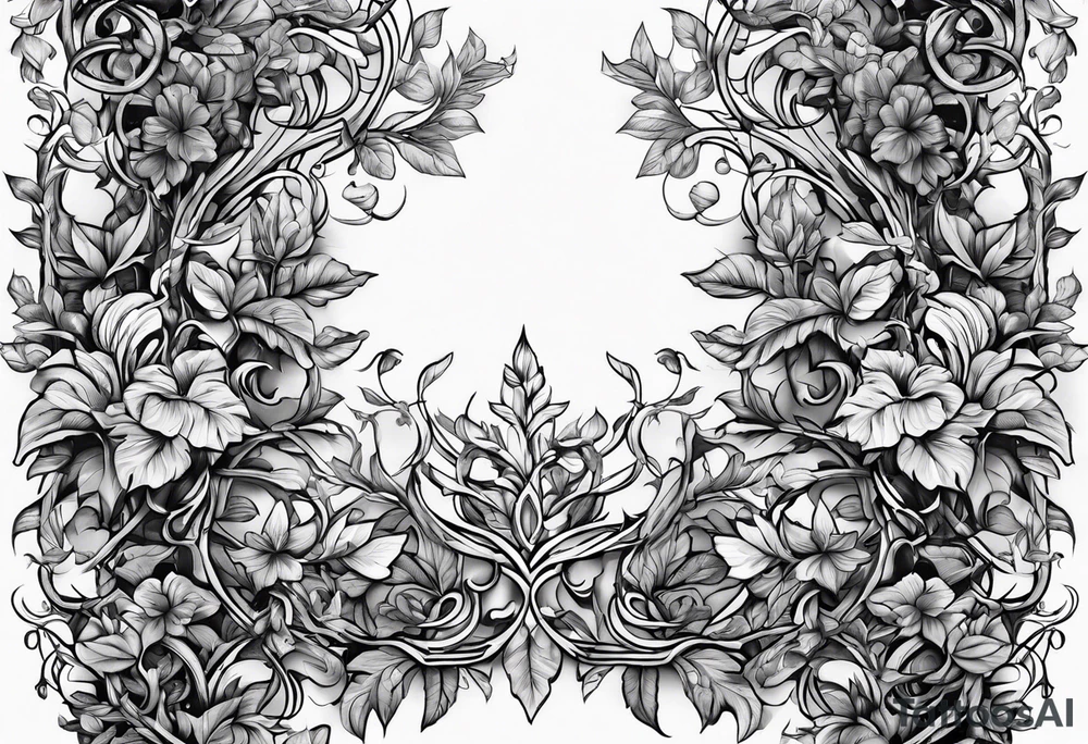 Leafy vines with chain tattoo idea