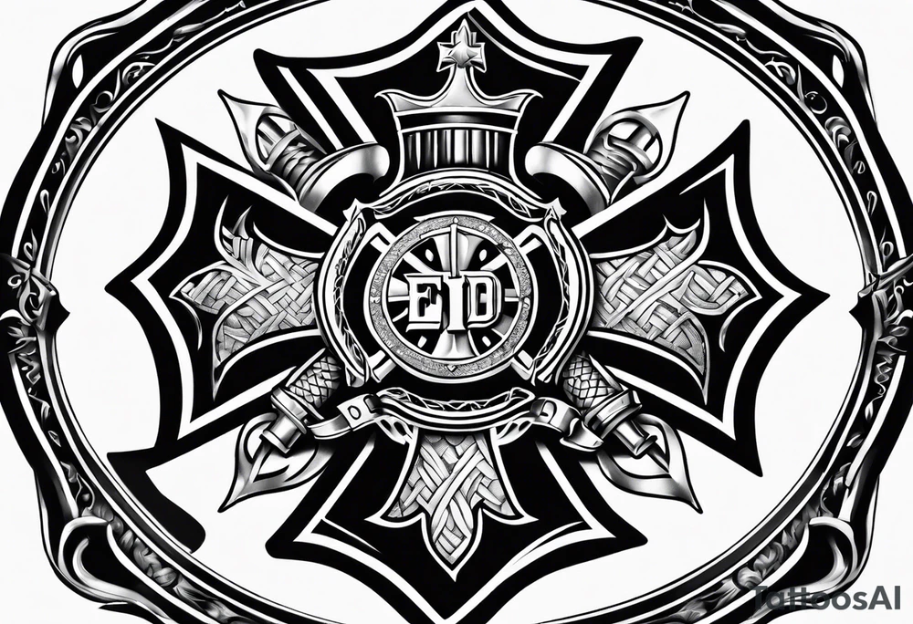 Fire department Maltese cross tattoo idea