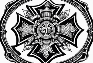 Fire department Maltese cross tattoo idea