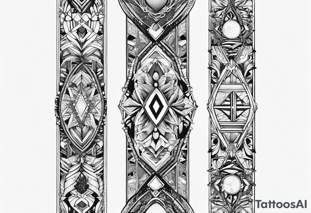 strip made of atoms and prism stones tattoo idea