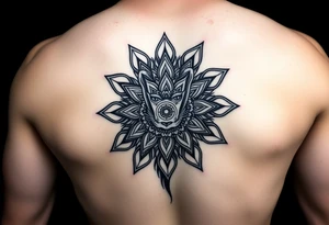 lioness with a mandala behind her tattoo idea