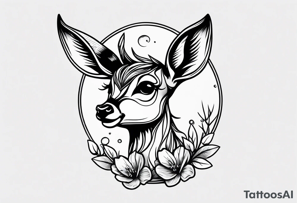 dark themed crying bambi fawn tattoo idea