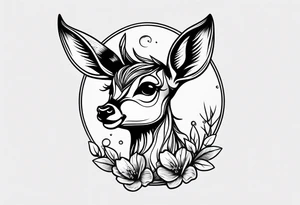 dark themed crying bambi fawn tattoo idea