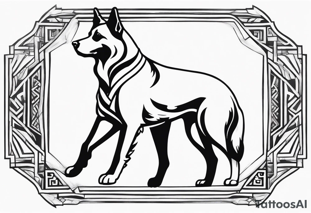 a golden retriever and a german shepherd both in plain white karate gis tattoo idea