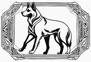 a golden retriever and a german shepherd both in plain white karate gis tattoo idea