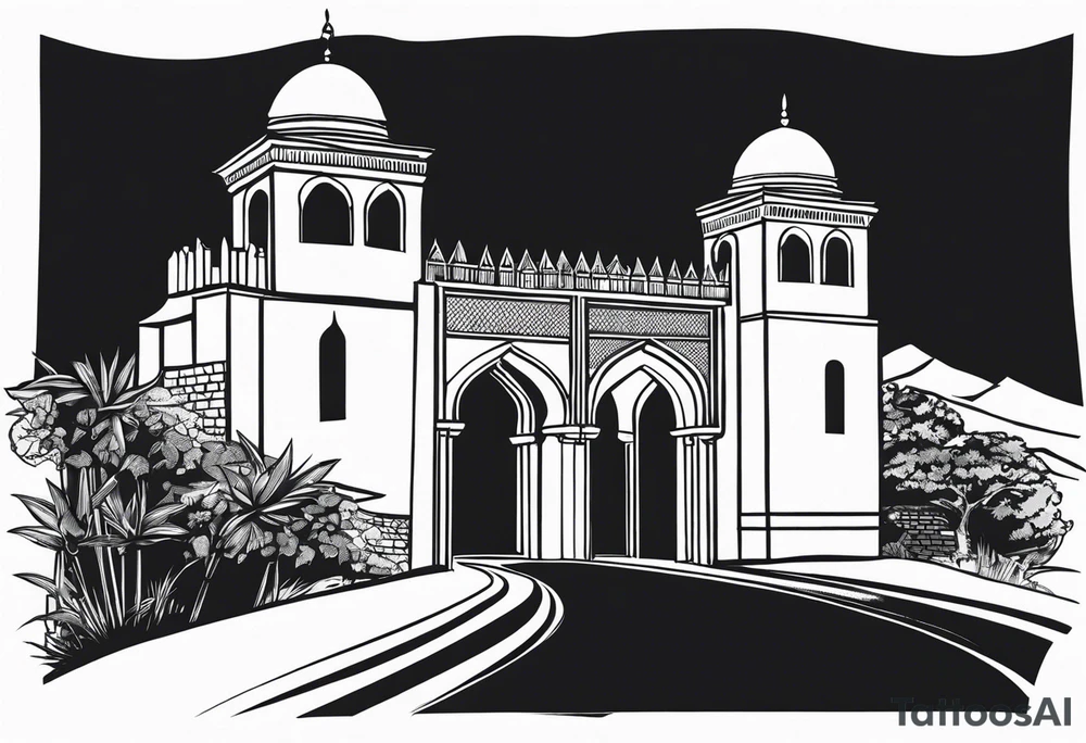 israel town gate vector tattoo idea