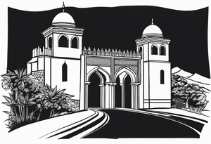 israel town gate vector tattoo idea