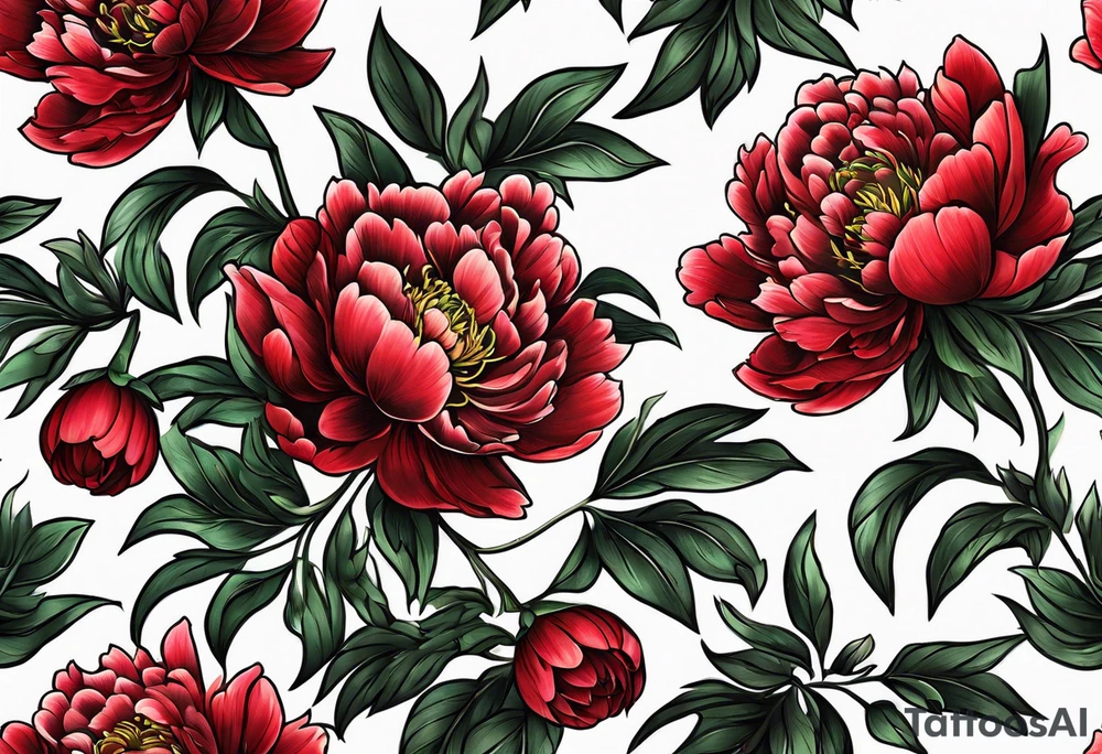 red peony tattoo idea