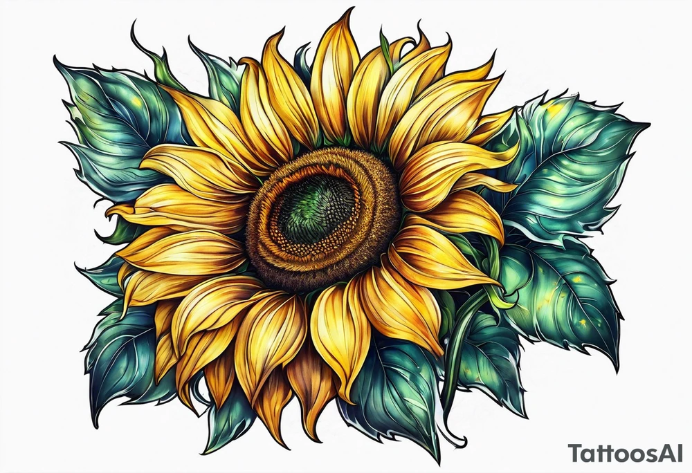 Glowing sunflower tattoo idea