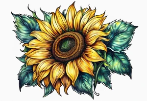 Glowing sunflower tattoo idea
