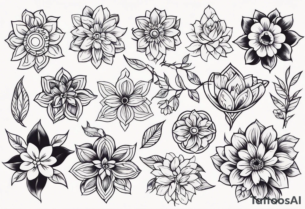 ornaments of flowers tattoo idea