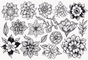 ornaments of flowers tattoo idea