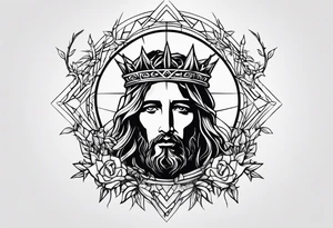 jesus rose thorn crown tattoo idea