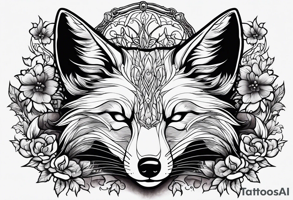 Creepy evil fox sleeping dead tattoo idea