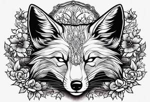 Creepy evil fox sleeping dead tattoo idea