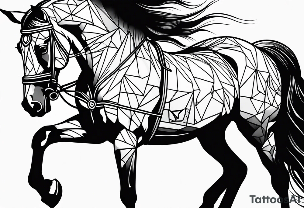 Horse drawn using simple lines tattoo idea