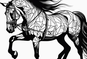 Horse drawn using simple lines tattoo idea