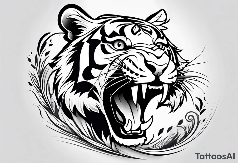tiger smiling leaping tattoo idea