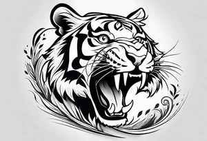 tiger smiling leaping tattoo idea