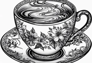 A cup of music in the morning. The tea, inside the cup, is made by music tattoo idea