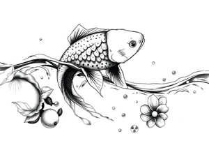 koi fish swimming upstream tattoo idea