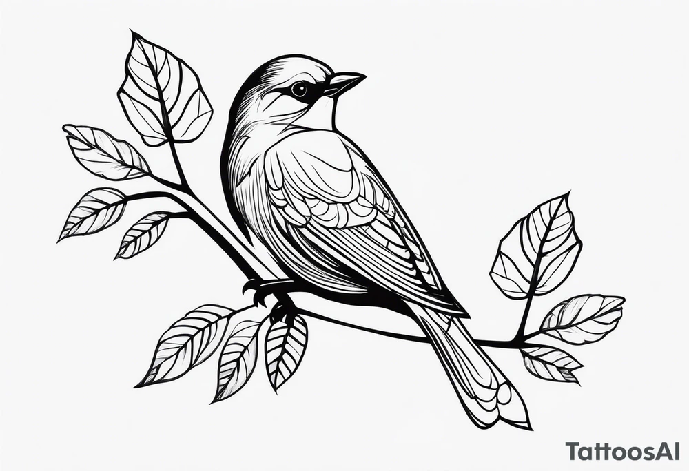Bird oak tattoo idea