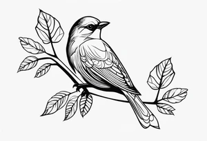 Bird oak tattoo idea