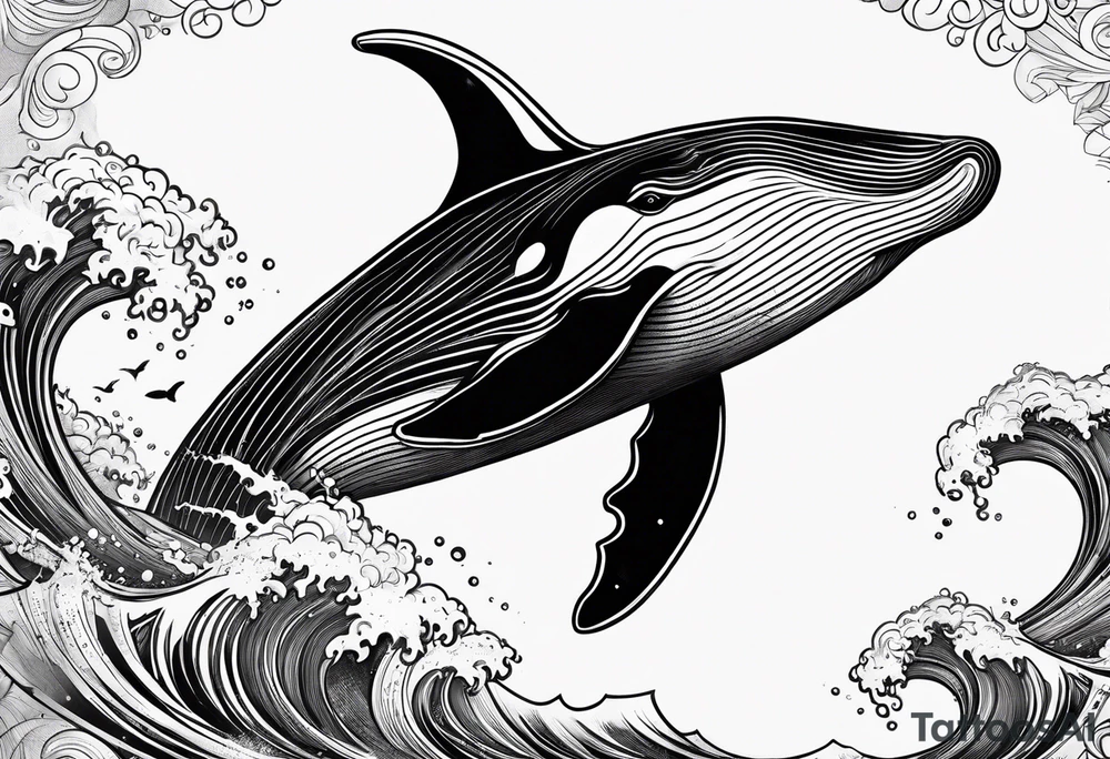 Hawaiian breaching whale tattoo idea