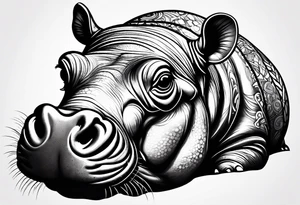 Baby hippopotamus tattoo idea