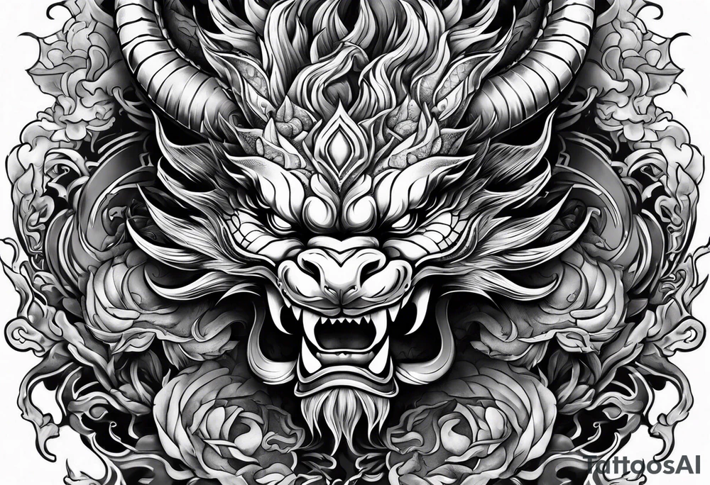 firedragon mask tattoo idea