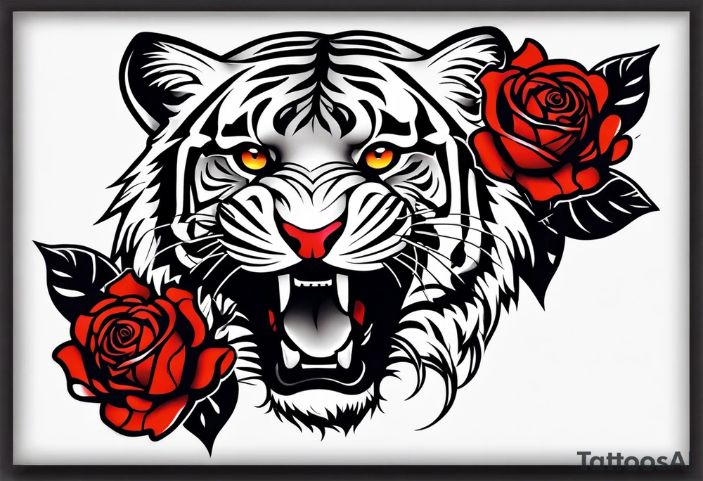 safari tiger forearm and rose hand tattoo tattoo idea