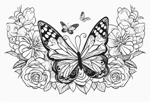 Butterflies flying 
flowers tattoo idea