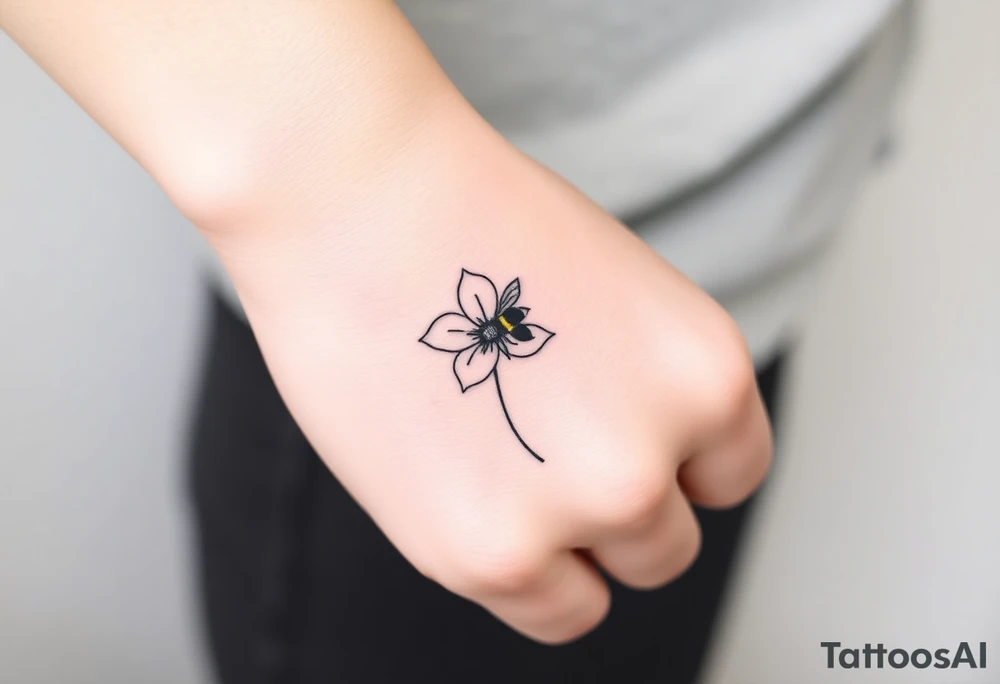 Trillium with a bumble bee hovering near it tattoo idea