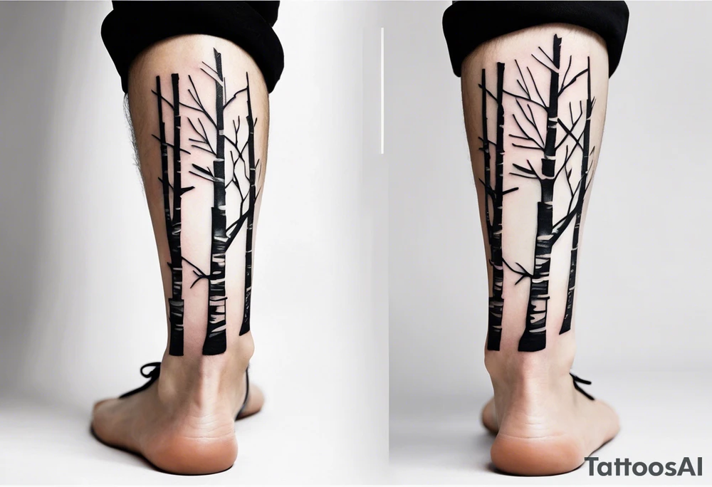 birch trees, wrapped around man's ankle tattoo idea