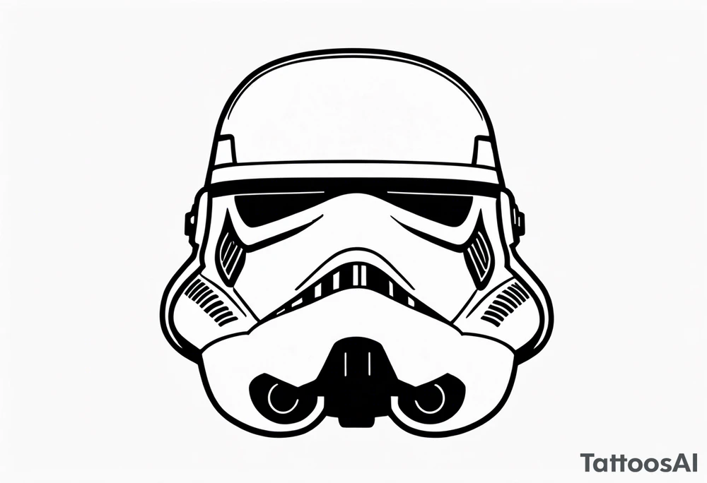 Line work storm trooper helmet facing left tattoo idea
