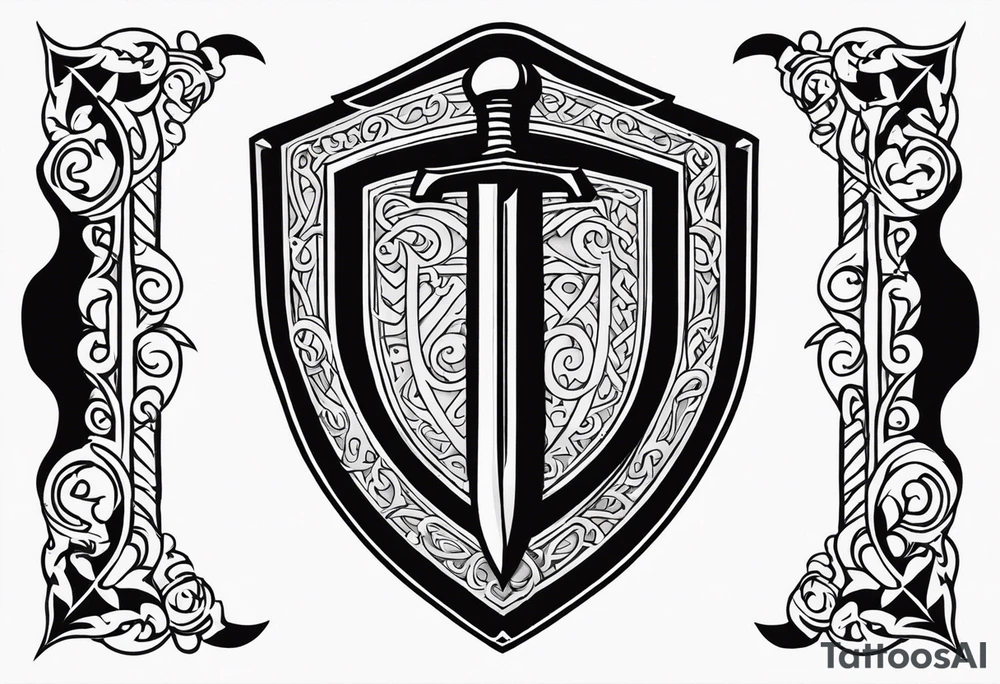 Valhalla steps shield sword tattoo idea
