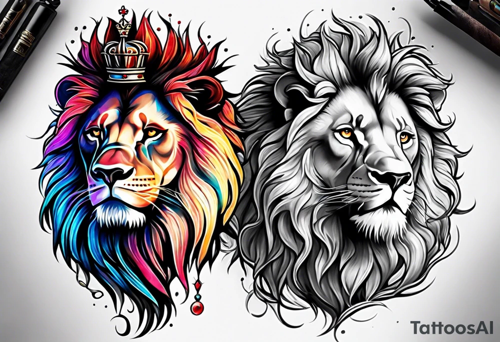 King and queen lion tattoo idea