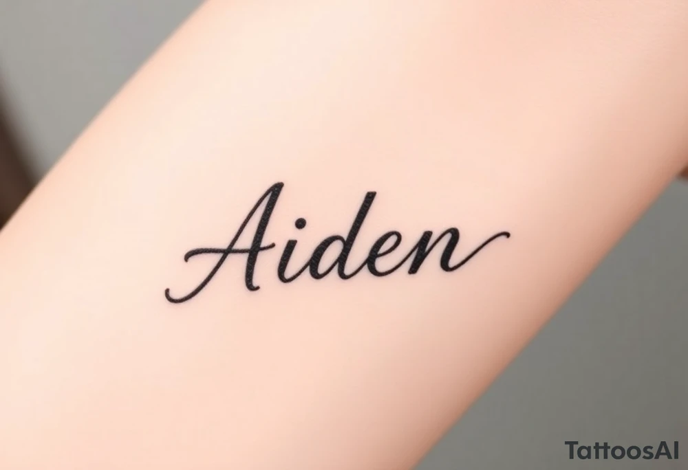 The name Aiden this and bold cursive tattoo idea