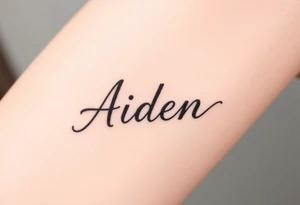 The name Aiden this and bold cursive tattoo idea