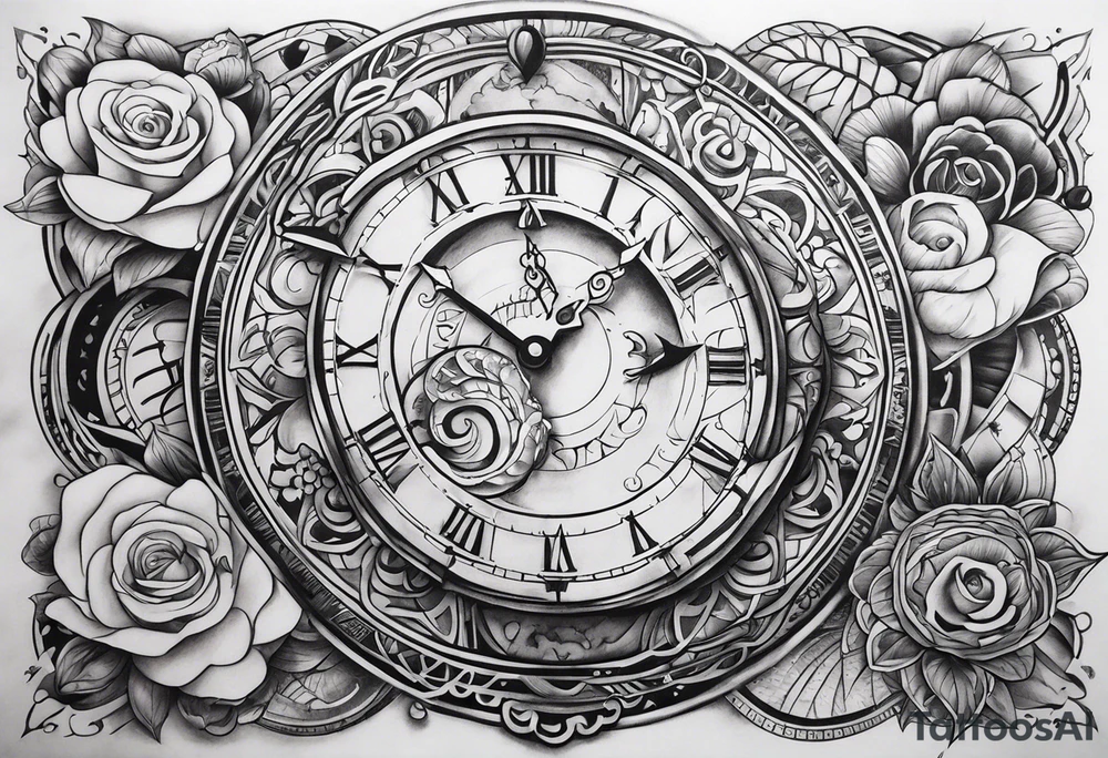 sleeve tattoo to contain the symbols family , love, health, time, money , happines tattoo idea