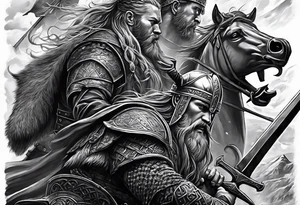 realistic Viking battle scene to go on a back tattoo idea
