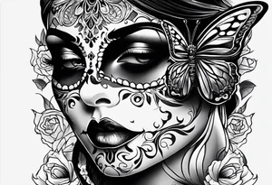 butterfly more manly with day of the dead tattoo idea