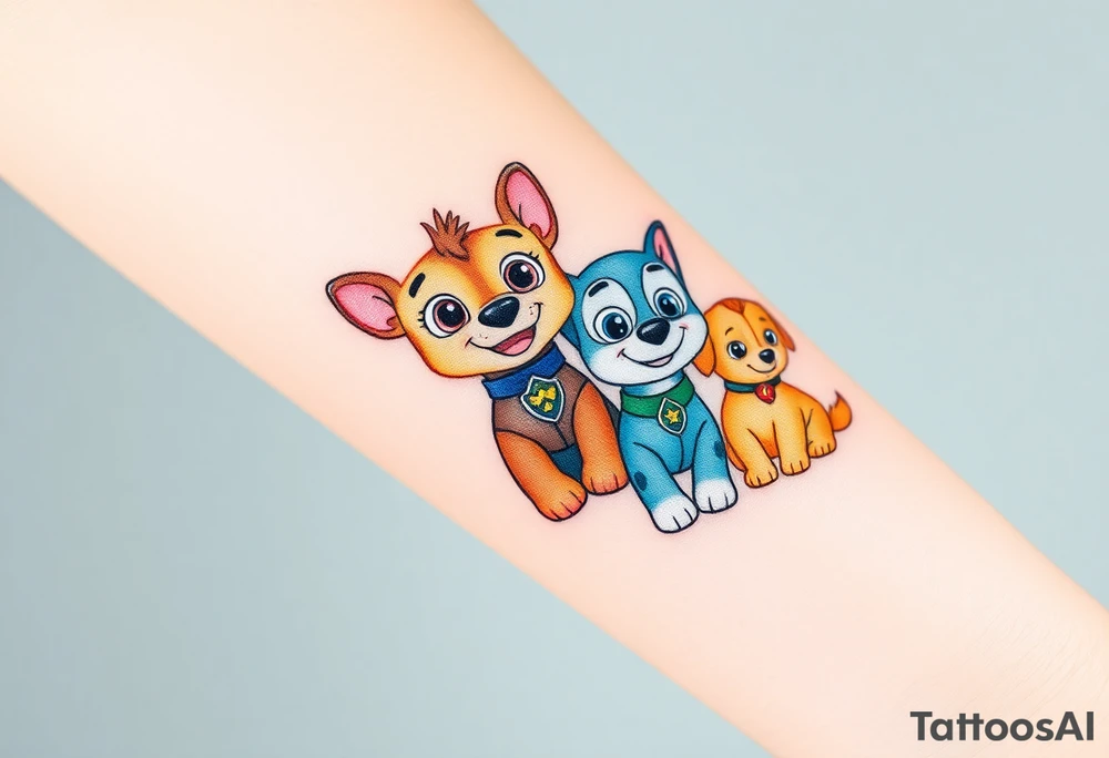 Cute paw patrol group tattoo idea