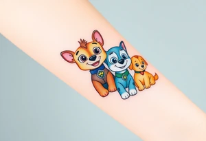 Cute paw patrol group tattoo idea