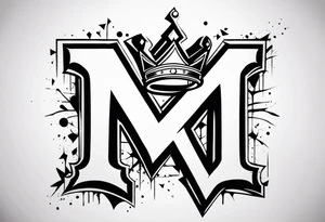 The letters M T R graffiti with a crown on the T tattoo idea