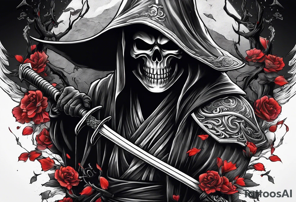 Katana and grim reaper tattoo idea