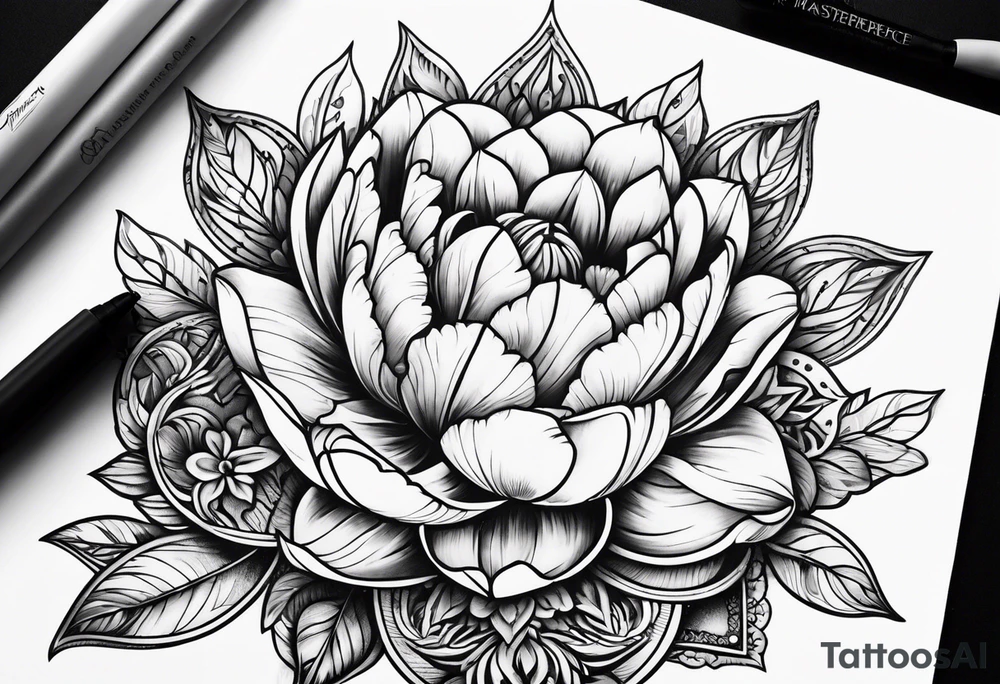 tulip and lilac mandala mini tattoo idea