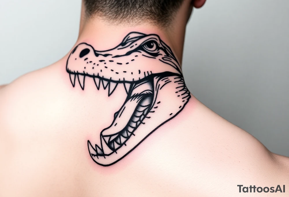 Crocodile head eating woman tattoo idea